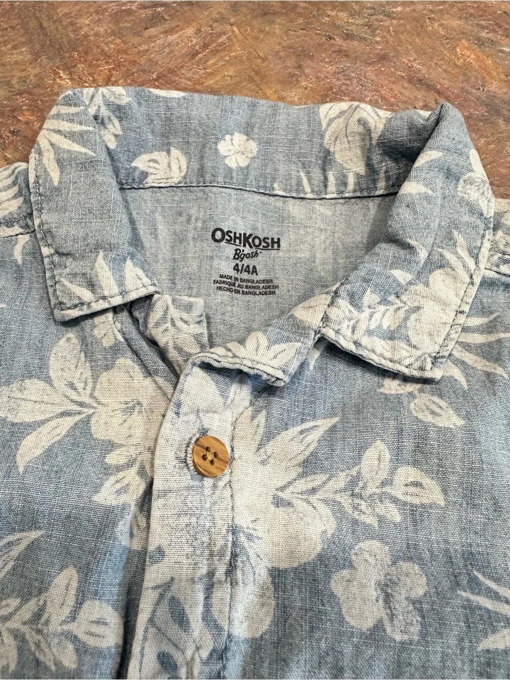 🤑EU OshKosh B'gosh Light Blue Floral Button-Front Kids Shirt🤑